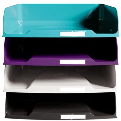 Exacompta Ref. 111101SETD Set med 4 brevkorgar COMBO Styli Titane mått 34,6 x 25,5 x 24,3 cm för format A4+ 4 färger: aubergine, kokos, svart, turkos Exacompta Ref. 111101SETD Set med 4 brevkorgar COMBO Styli Titane mått 34,6 x 25,5 x 24,3 cm för format A4+ 4 färger: aubergine, kokos, svart, turkos