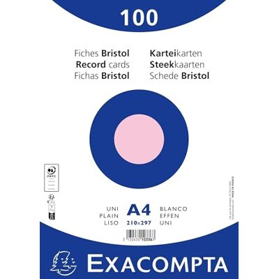 Exacompta Ref. 10336E kartong med 10 förpackningar med 100 enfärgade operforerade bristolpluggar under film - format 210 x 297 mm rosa färg Exacompta Ref. 10336E kartong med 10 förpackningar med 100 enfärgade operforerade bristolpluggar under film - format 210 x 297 mm rosa färg