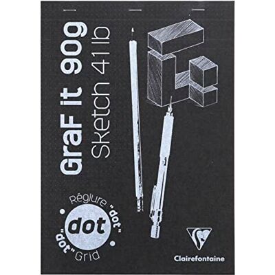 Clairefontaine 96653C GraF'it häftblock 80 ark skissritningspapper DOT prickade klick löstagbara ark A4 21 x 29,7 cm 90 g färg slumpmässigt omslag förpackning med 5 block Clairefontaine 96653C GraF'it häftblock 80 ark skissritningspapper DOT prickade klick löstagbara ark A4 21 x 29,7 cm 90 g färg slumpmässigt omslag förpackning med 5 block