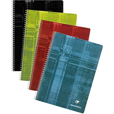 Clairefontaine 68162C uppsättning med 5 spiralanteckningsböcker – A4 21 x 29,7 cm – 180 små kvadratsidor – vitt papper 90 g – laminerat kortskydd – slumpmässiga färger Clairefontaine 68162C uppsättning med 5 spiralanteckningsböcker – A4 21 x 29,7 cm – 180 små kvadratsidor – vitt papper 90 g – laminerat kortskydd – slumpmässiga färger