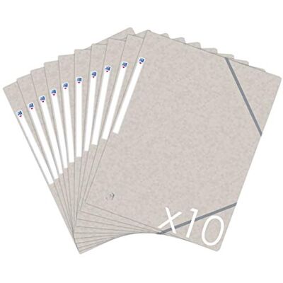 Oxford Topfile+ kartonmappar, 3 fällbara format, A4, gummigummi, 10 stycken, beige Oxford Topfile+ kartonmappar, 3 fällbara format, A4, gummigummi, 10 stycken, beige