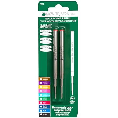 Monteverde Medium Punkt Kulspetspenna Mjuk Rullpåfyllning för Montblanc pennor – Röd (paket med 2) Monteverde Medium Punkt Kulspetspenna Mjuk Rullpåfyllning för Montblanc pennor – Röd (paket med 2)