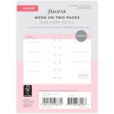Filofax Pocket Confetti veckovisa 2026 dagbok 26-68291 Filofax Pocket Confetti veckovisa 2026 dagbok 26-68291