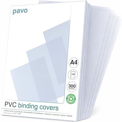 Pavo PVC bindningsskydd, A4 (210 x 297 mm), 300 mikron, klar, 100 stk Pavo PVC bindningsskydd, A4 (210 x 297 mm), 300 mikron, klar, 100 stk