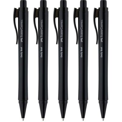 Faber-Castell 205202 – kulspetspenna Daily Ball svart, 5 stycken, med utbytbar XB-påfyllning, dokumentsäker Faber-Castell 205202 – kulspetspenna Daily Ball svart, 5 stycken, med utbytbar XB-påfyllning, dokumentsäker