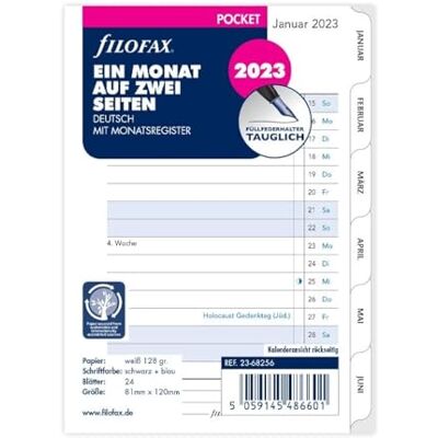 Filofax Pocket 1Mo/2S tabbed (tyska) 2023 Filofax Pocket 1Mo/2S tabbed (tyska) 2023