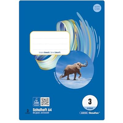 Staufen Style skolhäfte – 10 häften vardera, 16 ark, DIN A4, linjerat 3 (21 dubbla linjer), 80 g/m² återvunnet papper Staufen Style skolhäfte – 10 häften vardera, 16 ark, DIN A4, linjerat 3 (21 dubbla linjer), 80 g/m² återvunnet papper