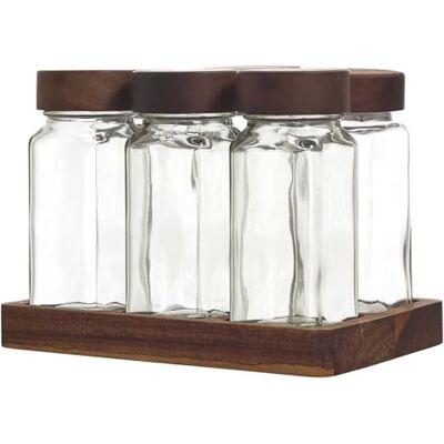 COOK CONCEPT , KA0366 Kryddburkar i glas med akaciatäck, lufttäta lock för optimal förvaring, personliga etiketter, 6 stycken, transparent, standardstorlek COOK CONCEPT , KA0366 Kryddburkar i glas med akaciatäck, lufttäta lock för optimal förvaring, personliga etiketter, 6 stycken, transparent, standardstorlek
