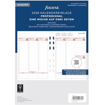 Filofax Kalender A5 Prof.1 vecka på 2 sidor (tyska) 2026 Filofax Kalender A5 Prof.1 vecka på 2 sidor (tyska) 2026