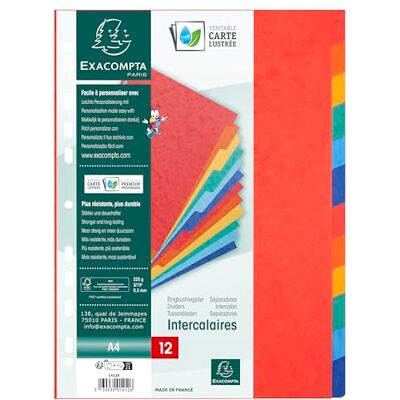 Exacompta Intercalaires nature future carte lustree 225g 12 positions a4 Exacompta Intercalaires nature future carte lustree 225g 12 positions a4