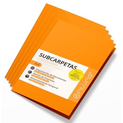 OFITURIA Undermappar A4-kartong, Arkivmappar 180 gr, Dokumentsorterare, Pack med 50 undermappar för kontor i färger för arkivering och sortering av papper Offituria (orange) OFITURIA Undermappar A4-kartong, Arkivmappar 180 gr, Dokumentsorterare, Pack med 50 undermappar för kontor i färger för arkivering och sortering av papper Offituria (orange)