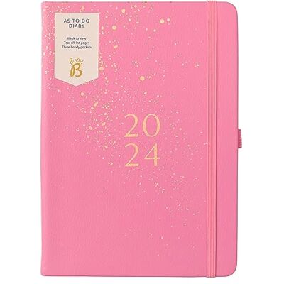 Busy B – To Do Diary möteskalender från januari till december 2024 – rosa – konstläder A5 veckovisa möteskalender med anteckningar, avrivslistor och fickor Busy B – To Do Diary möteskalender från januari till december 2024 – rosa – konstläder A5 veckovisa möteskalender med anteckningar, avrivslistor och fickor