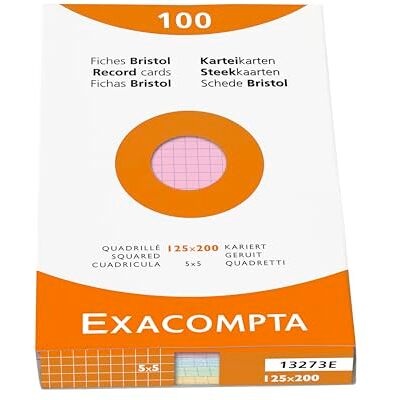 Exacompta Ref. 13273E kartong med 12 fodral med 100 rutnät 5 x 5 operforerade bristol-kort format 125 x 200 mm kompatibel med bläckstråleskrivare, laser och kopiator diverse Exacompta Ref. 13273E kartong med 12 fodral med 100 rutnät 5 x 5 operforerade bristol-kort format 125 x 200 mm kompatibel med bläckstråleskrivare, laser och kopiator diverse