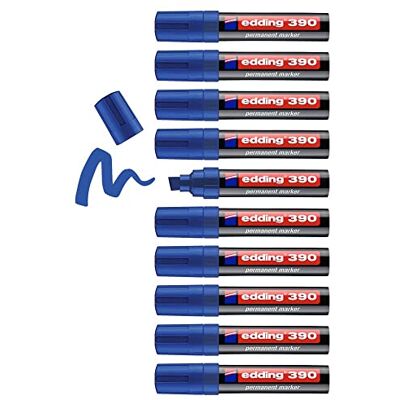 edding 390 permanent markeringspenna blå 10 pennor tjock mejselspets 4–12 mm vattentät, snabbtorkande universell mångsidig markör för kartong, plast, trä, metall, glas, duk edding 390 permanent markeringspenna blå 10 pennor tjock mejselspets 4–12 mm vattentät, snabbtorkande universell mångsidig markör för kartong, plast, trä, metall, glas, duk