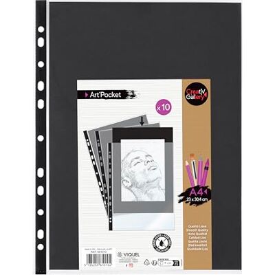 Viquel Art'POCKET CREATIV'GALLERY perforerade A4-plastpåsar – fickor med svart presentationsblad – perfekt för foton eller ritningar Viquel Art'POCKET CREATIV'GALLERY perforerade A4-plastpåsar – fickor med svart presentationsblad – perfekt för foton eller ritningar