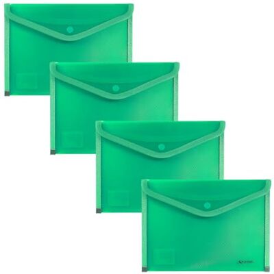 Grafoplás Grafoplas 4 kuvert plastfickor i kvartsstorlek med knappstängning, tygkant, 24,5 x 17,5 cm, genomskinlig grön, för små dokument A5 eller mindre, perfekt som kontorsportfölj Grafoplás Grafoplas 4 kuvert plastfickor i kvartsstorlek med knappstängning, tygkant, 24,5 x 17,5 cm, genomskinlig grön, för små dokument A5 eller mindre, perfekt som kontorsportfölj