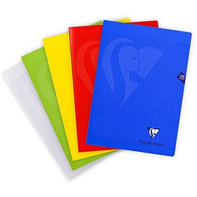 Clairefontaine 303181C A Mimesys häftad anteckningsbok A4 21 x 29,7 cm 140 sidor stora plattor vitt papper 90 g Polypro omslag slumpmässig färg Clairefontaine 303181C A Mimesys häftad anteckningsbok A4 21 x 29,7 cm 140 sidor stora plattor vitt papper 90 g Polypro omslag slumpmässig färg