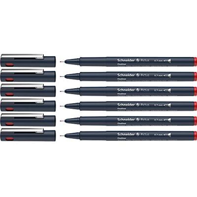 Schneider Pictus Fineliner (linjetjocklek 0,7 mm, dokumentäkta pigmentliner, metallmonterad spets, hölje av 85% återvunnen plast) 6-pack, röd Schneider Pictus Fineliner (linjetjocklek 0,7 mm, dokumentäkta pigmentliner, metallmonterad spets, hölje av 85% återvunnen plast) 6-pack, röd