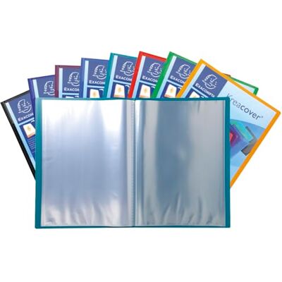 Exacompta Ref. 5720E kartong med 20 Kreacover Chromaline dokumentskydd 20 släta kristallfickor 40 vyer för A4-24 x 32 cm halvstyvt polyproomslag diverse färger Exacompta Ref. 5720E kartong med 20 Kreacover Chromaline dokumentskydd 20 släta kristallfickor 40 vyer för A4-24 x 32 cm halvstyvt polyproomslag diverse färger