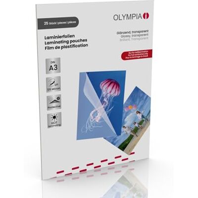 Olympia 9183 Lamineringsfolie 125 Mikro, Genomskinlig, A3, Paket med 25 Olympia 9183 Lamineringsfolie 125 Mikro, Genomskinlig, A3, Paket med 25