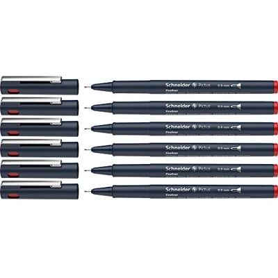 Schneider Pictus Fineliner (linjetjocklek 0,9 mm, dokumentäkta pigmentliner, metallmonterad spets, hölje av 85% återvunnen plast) 6-pack, röd Schneider Pictus Fineliner (linjetjocklek 0,9 mm, dokumentäkta pigmentliner, metallmonterad spets, hölje av 85% återvunnen plast) 6-pack, röd