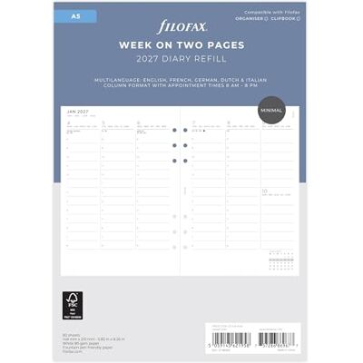 Filofax A5 Minimal vecka för att visa vertikal dagbok 2027 med möten 27-68593 Filofax A5 Minimal vecka för att visa vertikal dagbok 2027 med möten 27-68593