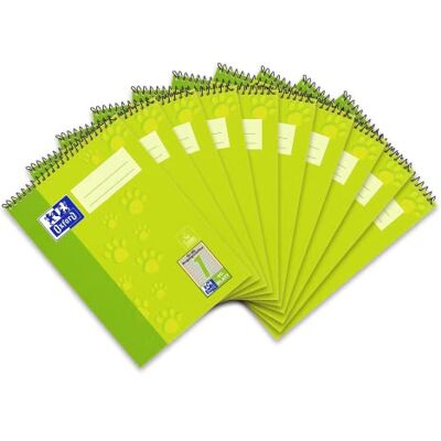 Oxford Skolblock A5, linjerad, 40 ark, huvudspiral, grön, 10-pack Oxford Skolblock A5, linjerad, 40 ark, huvudspiral, grön, 10-pack
