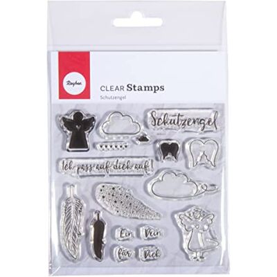 Rayher Clear Stamps Skyddsängel, båge 97 x 102,5 mm, 16 motiv, klar, transparent stämpel, transparent, silikonkonstämpel, 50256000 Rayher Clear Stamps Skyddsängel, båge 97 x 102,5 mm, 16 motiv, klar, transparent stämpel, transparent, silikonkonstämpel, 50256000