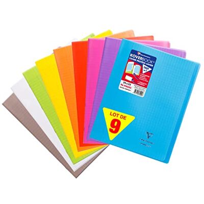 Clairefontaine 981490AMZC- set med 9 häftklammer, 48 ark, DIN A4+, 24 x 32 cm, 90 g, fransk linjär 2 genomskinligt fodral, 1 set, färgsorterad Clairefontaine 981490AMZC- set med 9 häftklammer, 48 ark, DIN A4+, 24 x 32 cm, 90 g, fransk linjär 2 genomskinligt fodral, 1 set, färgsorterad