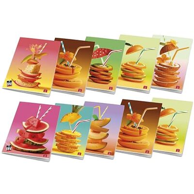 Pigna förpackning med 10 Maxi-anteckningsböcker A4 FRUITS, 80 sidor + omslag, linjerat med marginal Pigna förpackning med 10 Maxi-anteckningsböcker A4 FRUITS, 80 sidor + omslag, linjerat med marginal