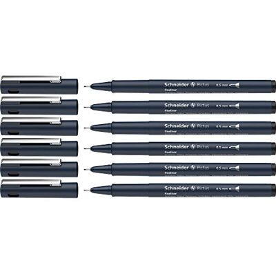 Schneider Pictus Fineliner (linjetjocklek 0,5 mm, dokumentäkta pigmentliner, metallmonterad spets, hölje av 85% återvunnen plast) 6-pack, svart Schneider Pictus Fineliner (linjetjocklek 0,5 mm, dokumentäkta pigmentliner, metallmonterad spets, hölje av 85% återvunnen plast) 6-pack, svart