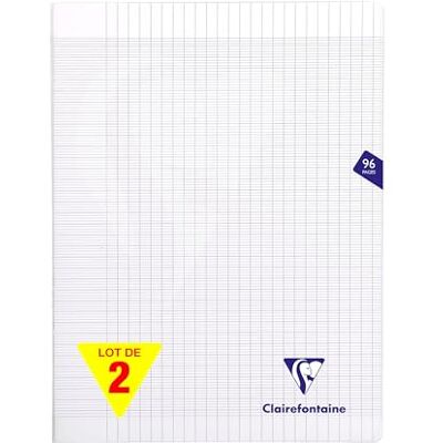 Clairefontaine 393361AMZC Ett set med 2 Mimesys häftade anteckningsböcker 24 x 32 cm 96 sidor stora plattor 90 g polypro omslag färg: Klar Clairefontaine 393361AMZC Ett set med 2 Mimesys häftade anteckningsböcker 24 x 32 cm 96 sidor stora plattor 90 g polypro omslag färg: Klar