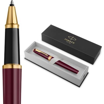 Parker Meridian Rollerball Pen Röd lack med gulddetaljer Fin spets Handskriftspennor och kontorsmaterial Svart bläck Lyxig presentask Parker Meridian Rollerball Pen Röd lack med gulddetaljer Fin spets Handskriftspennor och kontorsmaterial Svart bläck Lyxig presentask
