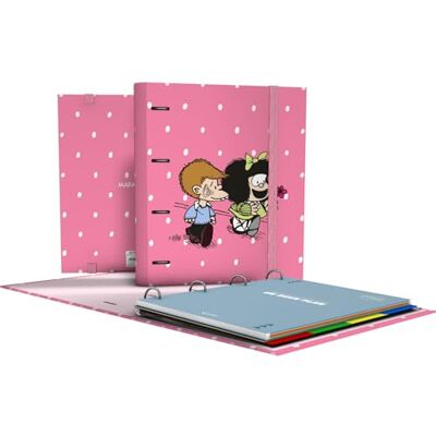 Grafoplás Grafoplas A4-ringpärm Mafalda Friends med påfyllning + avdelare + planerare + klistermärken + genomskinligt kuvert, anteckningsbok, perfekt för studenter Grafoplás Grafoplas A4-ringpärm Mafalda Friends med påfyllning + avdelare + planerare + klistermärken + genomskinligt kuvert, anteckningsbok, perfekt för studenter