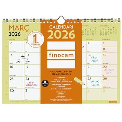 Finocam Väggkalender 2026 månadsvy januari december 2026 + september dec 2025 (4 månader) Kalender 2026 Grafik katalansk månadsplanerare Finocam Väggkalender 2026 månadsvy januari december 2026 + september dec 2025 (4 månader) Kalender 2026 Grafik katalansk månadsplanerare