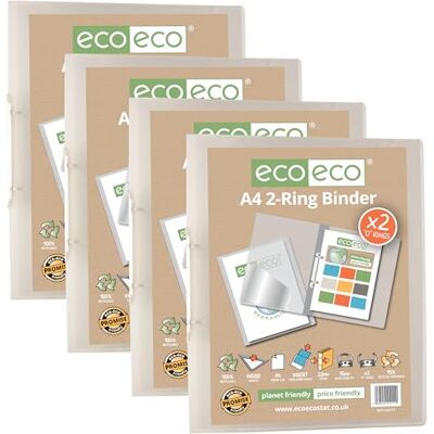 eco-eco A4 95% återvunnen presentation 22 mm ryggrad 2 ringpärm klar, paket med 4, eco112 x 4 eco-eco A4 95% återvunnen presentation 22 mm ryggrad 2 ringpärm klar, paket med 4, eco112 x 4