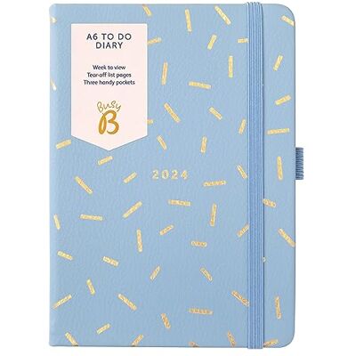 Busy B – To Do Diary möteskalender från januari till december 2024 – blått strössel – konstläder A6 veckovisa möteskalender med anteckningar, avrivslistor och fickor Busy B – To Do Diary möteskalender från januari till december 2024 – blått strössel – konstläder A6 veckovisa möteskalender med anteckningar, avrivslistor och fickor