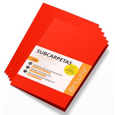 OFITURIA Undermappar A4-kartong, Arkivmappar 180 gr, Dokumentsorterare, Pack med 50 undermappar Office Colored Arkiving och Sortering Offituria (röd) OFITURIA Undermappar A4-kartong, Arkivmappar 180 gr, Dokumentsorterare, Pack med 50 undermappar Office Colored Arkiving och Sortering Offituria (röd)