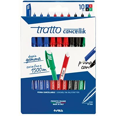 Tratto raderbar kulspetspenna Cancellik 8 + 2 färger, för skolan, referens 832700, 10 stycken Tratto raderbar kulspetspenna Cancellik 8 + 2 färger, för skolan, referens 832700, 10 stycken