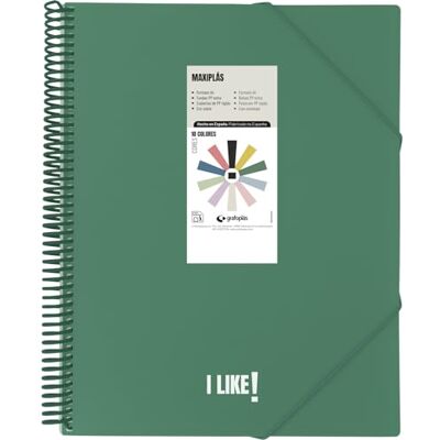 Grafoplás Grafoplas A4 plastfoliepärmar, like, mörkgrön, 40 genomskinliga fodral, PVC-spiral, perfekt för arkivering av skol- och kontorsmaterial Grafoplás Grafoplas A4 plastfoliepärmar, like, mörkgrön, 40 genomskinliga fodral, PVC-spiral, perfekt för arkivering av skol- och kontorsmaterial