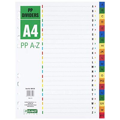 D.RECT A4 flerfärgade skiljeblad av polypropen med 11 hål D.RECT A4 flerfärgade skiljeblad av polypropen med 11 hål