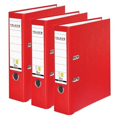 FALKEN Original Pack med 3 färgmappar i polypropen, tillverkad i Tyskland, 8 cm bred, DIN A4, röd, vegansk plastmapp, ringpärmar, brevmapp, kontorsmapp, plastmapp, slitsad mapp FALKEN Original Pack med 3 färgmappar i polypropen, tillverkad i Tyskland, 8 cm bred, DIN A4, röd, vegansk plastmapp, ringpärmar, brevmapp, kontorsmapp, plastmapp, slitsad mapp