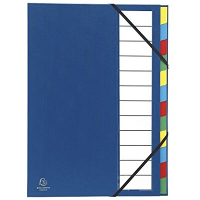 Exacompta Ref 55342E 1 Ordonator sorteringsverk med elastiska band omslag i hård kartong neutrala flikar etiketthållare 9 fack storlek 23,5x 33,5 cm för A4 färg blå Exacompta Ref 55342E 1 Ordonator sorteringsverk med elastiska band omslag i hård kartong neutrala flikar etiketthållare 9 fack storlek 23,5x 33,5 cm för A4 färg blå
