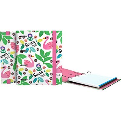 Grafoplás 88111931 Kollektion Elena Corredoira Mapp med ersättning, A5, 90 mikroborrade ark, 5mm rutnät och färgkant, Svanar Grafoplás 88111931 Kollektion Elena Corredoira Mapp med ersättning, A5, 90 mikroborrade ark, 5mm rutnät och färgkant, Svanar