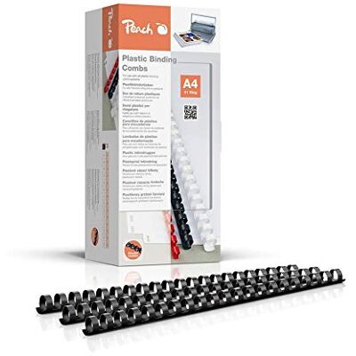 Peach Persika plastbindningsstöd A4-14 mm för 125 ark – 100 stycken svart Premium plastbindningskammar, bindningskammare. kompatibel med plastbindningsmaskiner från alla tillverkare, PB414-02 Peach Persika plastbindningsstöd A4-14 mm för 125 ark – 100 stycken svart Premium plastbindningskammar, bindningskammare. kompatibel med plastbindningsmaskiner från alla tillverkare, PB414-02