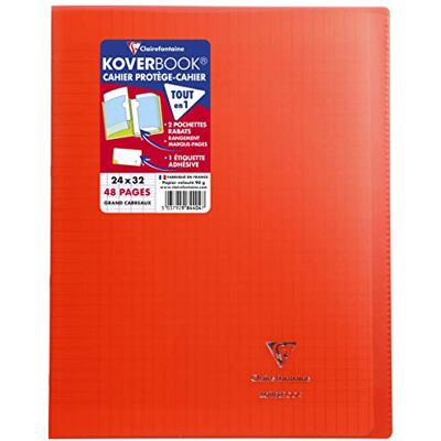Clairefontaine 984404C en uppsättning med 10 röda Koverbook häftade anteckningsböcker 24 x 32 cm 48 sidor med stora rutor 90 g vitt papper Polypro-omslag Clairefontaine 984404C en uppsättning med 10 röda Koverbook häftade anteckningsböcker 24 x 32 cm 48 sidor med stora rutor 90 g vitt papper Polypro-omslag