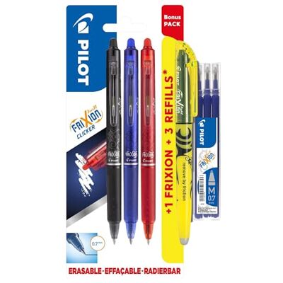 PILOT FriXion klickerpennor mclick 07 bonuspack 3 ljus påfyllningsset PILOT FriXion klickerpennor mclick 07 bonuspack 3 ljus påfyllningsset