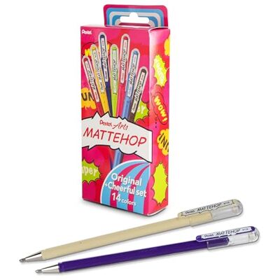 Pentel Mattehop K110V gelpenna med matt finish, 1,0 mm (14 stycken – färgsorterad) Pentel Mattehop K110V gelpenna med matt finish, 1,0 mm (14 stycken – färgsorterad)
