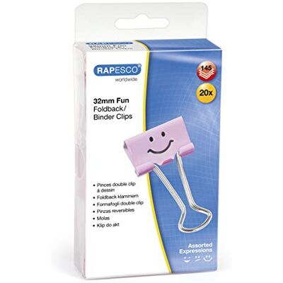 Rapesco 1352 32 mm Pappersklämmor med Roliga Ansikten, Ljusrosa, 20 Pack Rapesco 1352 32 mm Pappersklämmor med Roliga Ansikten, Ljusrosa, 20 Pack
