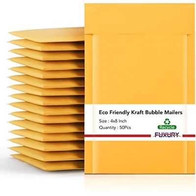Fuxury Fu Global # 000 10 x 20 cm kraftbubblor vadderade kuvert paket med 50 Fuxury Fu Global # 000 10 x 20 cm kraftbubblor vadderade kuvert paket med 50